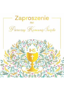 Zaproszenie KW Komunia Pattern IHS  5 sztuk