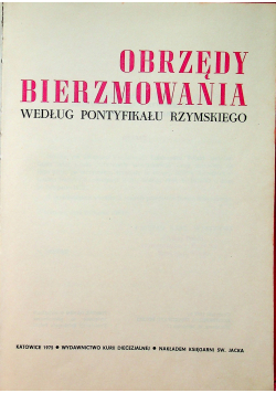 Obrzędy bierzmowania według Pontyfikatu Rzymskiego