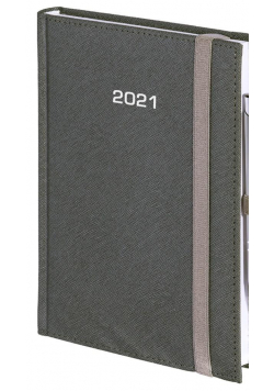 Kalendarz 2021 B5 Dzienny Cross z gumką Srebrny