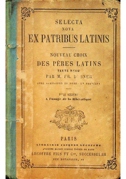 Selecta nova Ex Patribus Latinis 1874r