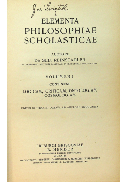 Elementa Philosophiae Scholasticae vol 1  1913 r
