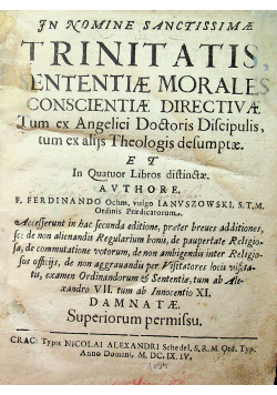 Trinitatis Sententiae Morales Conscientiae Directive 1694 r.