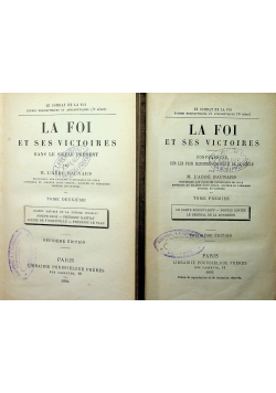 La Foi Et Ses Victoires Tom I i II  ok 1883 r.