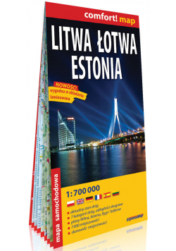 Litwa Łotwa Estonia; laminowana mapa samochodowa 1:700 000