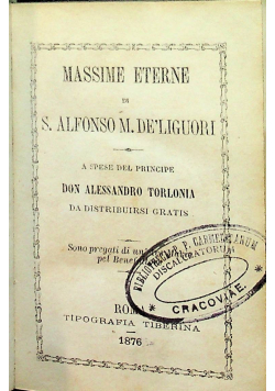 Massime eterne di S Alfonso M De Liguori 1876 r.