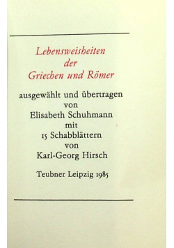Lebensweisheiten der Griechen un Romer Miniatura