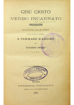 Gesu Cristo verbo incarnato 1888 r.