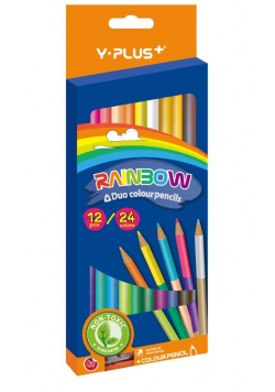 Kredki dwustronne Rainbow + temperówka 24 kol