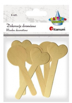 Drewniane patyczki dekoracje serce 6szt