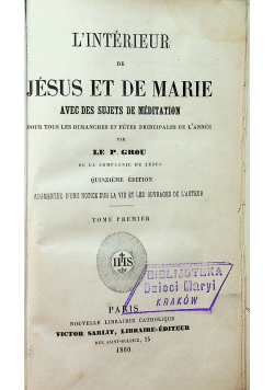 Linterieur de Jesus et de Marie 1860 r.