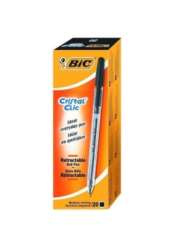Długopis Cristal Click BCL czarny (20szt) BIC