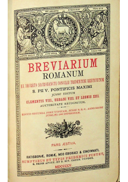 Breviarium romanum ex decreto concilii tridentini restitutum 1905r