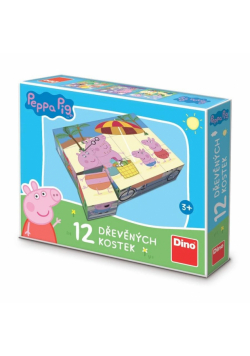 Klocki drewniane obrazkowe Świnka Peppa 12el