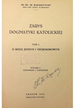 Zarys dogmatyki katolickiej Tom 1 1933 r.
