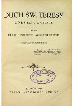 Duch Św Teresy od Dzieciątka Jezus 1925 r.