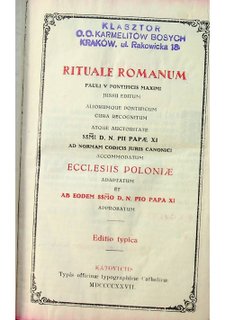 Rituale Romanum Ecclesiis Poloniae 1927 r
