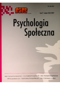 Psychologia społeczna Tom 2 Nr 2 / 07