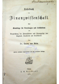 Lehrbuch der Finanzwissenschaft 1871 r