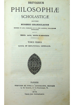 Breviarium philosophiae scholasticae III Tomy  1878 r