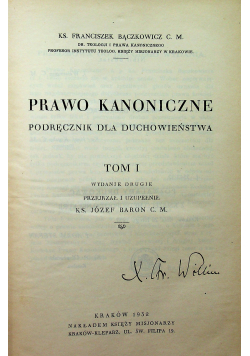 Prawo kanoniczne Podręcznik dla duchowieństwa tom I 1932 r