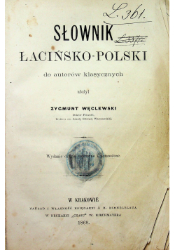 Słownik łacińsko - polski 1868 r.