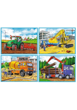 Puzzle 4w1 Duże maszyny budowlane TREFL