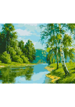 Malowanie po numerach Brzozowa krawędź 40x50 cm
