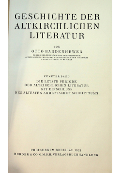 Geschichte der Altkirchlichen Literatur Tom V 1932r
