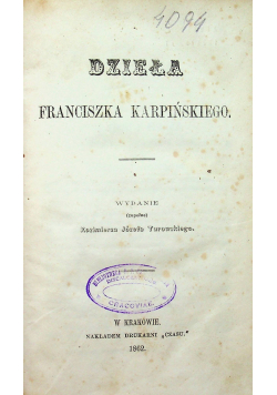 Dzieła Franciszka Karpińskiego 1862 r.