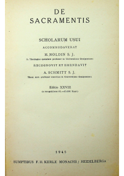 De Sacramentis Editio XXVIII 1945 r.