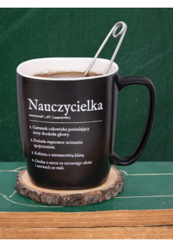 Kubek/ NAUCZYCIELKA / czarny matowy z uchem