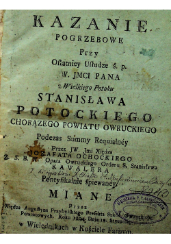 Kazania Pogrzebowe 8 tytułów ok 1808 r.