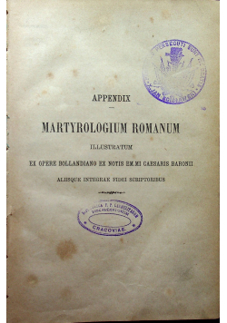 Appendix Martyrologium romanum ok 1870 r