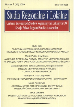 Studia Regionalne i Lokalne. Zaktualizowana koncepcja przestrzennego zagospodarowania kraju