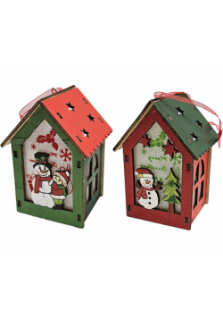 Domek drewniany dekoracja lampion światło MIX