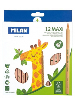 Kredki trójkątne Maxi Natural 12 kolorów MILAN
