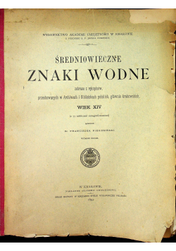 Średniowieczne Znaki Wodne 1893 r.
