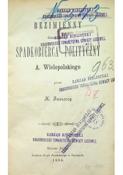 Bezimienny domniemany spadkobierca polityczny A Wielkopolskiego1884 r.