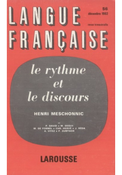Langue Francaise Nr 56 Le rythme et le discours