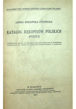 Katalog rękopisów polskich poezyj 1929 r