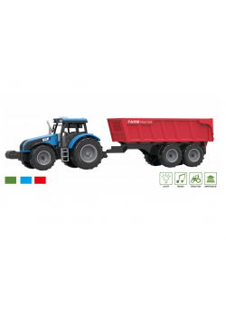 Traktor z przyczepą, dźwiękami i światłem