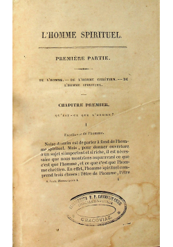 L Homme Spirituel Premiere Partie 1845 r.