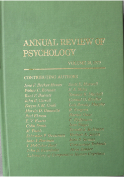 Annual Review of Psychology Volume 30