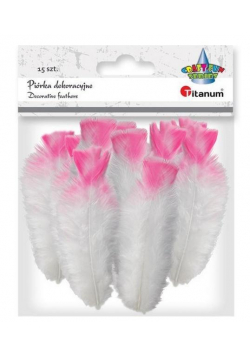 Piórka puch indyk 9-15cm biało-różowe 50szt