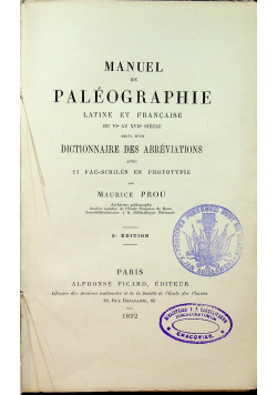 De Paleographie 1892 r.