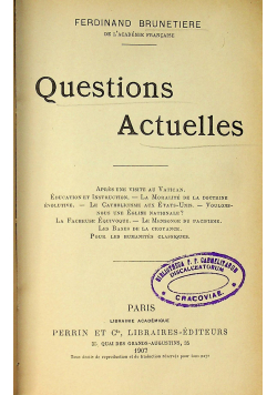 Questions Actuelles 1907 r