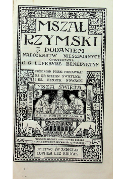Mszał Rzymski z dodatkiem Nabożeństw Nieszpornych 1931 r.