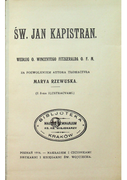 Św Jan Kapistran 1916 r