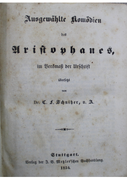 Ausgewahlte Komodien des Aristophanes 1854 r.