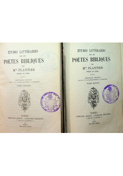 Etudes Litteraires Poetes Bibliques Tom I i II 1881 r.